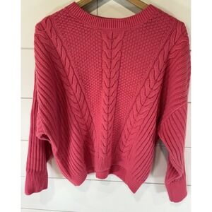 Tommy Hilfiger Women's Pink Cable Knit Ribbed Pullover Sweater Medium M J32S0749